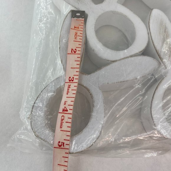 Set of 6 White Painted Heavy Wooden Bunny Rabbit Ears Napkin Rings - Picture 4 of 6